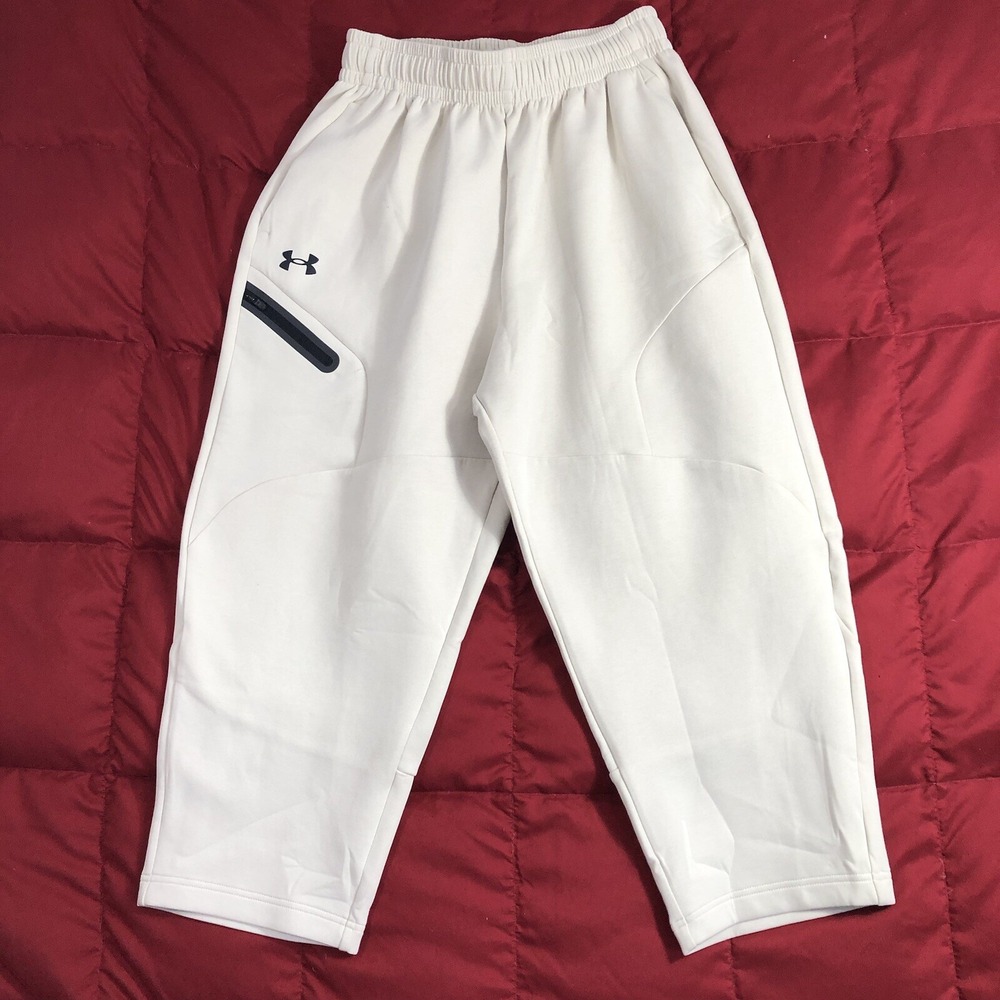 Under Armour‎ Joggers Men's Small Beige Unstoppable Fleece Baggy Crop Loose NWT